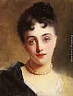 An Elegant Lady with Pearls by Gustave Jean Jacquet